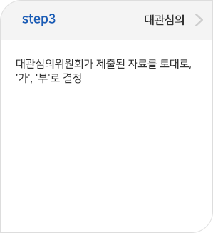step03 대관심의: 대관심의위원회가 제출된 자료를 토대로, '가' '부'로 결정: 