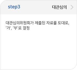 step03 대관심의: 대관심의위원회가 제출된 자료를 토대로, '가' '부'로 결정